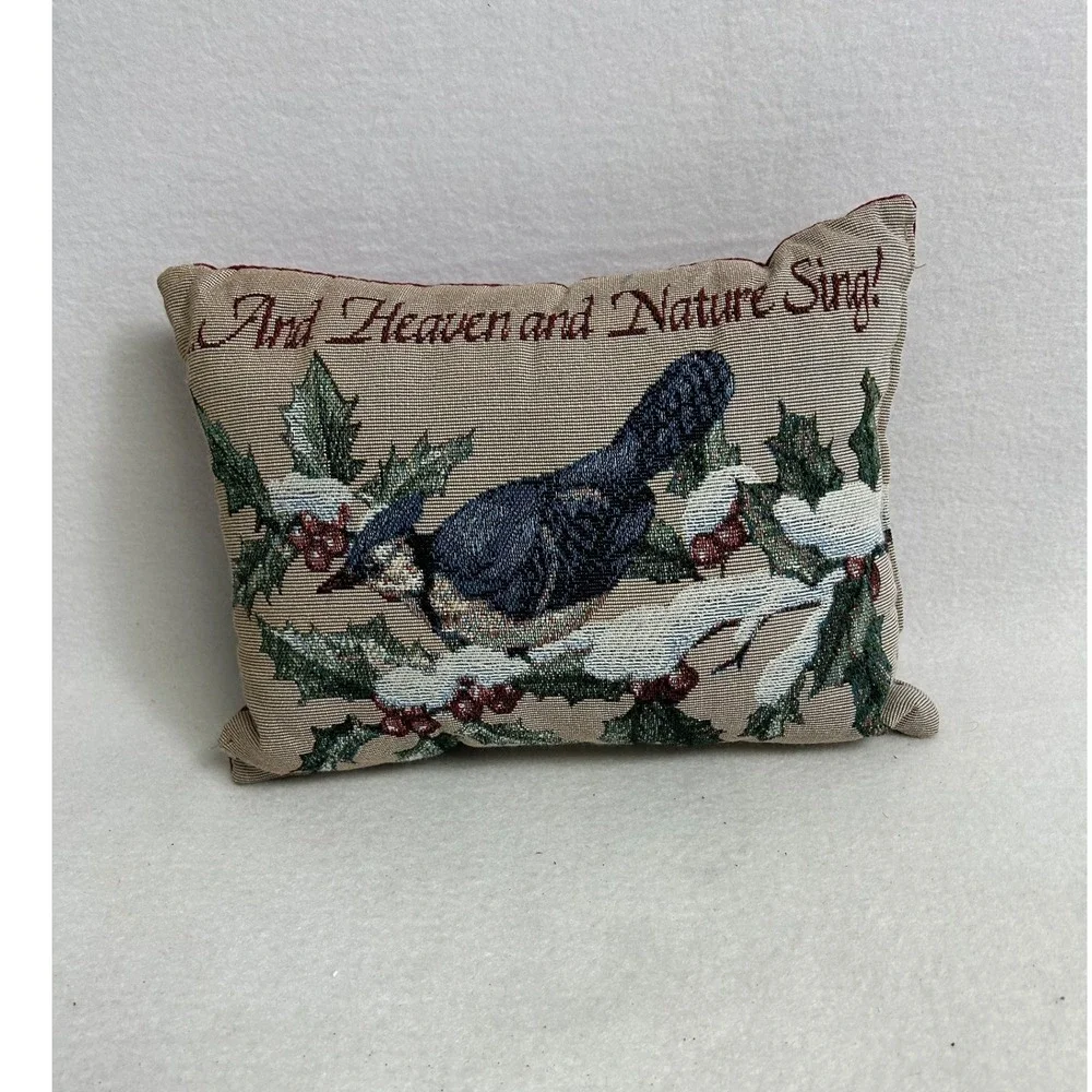 Christmas‎ Holiday Home Decor Red Blue Jay Tapestry Accent Pillow 8x11